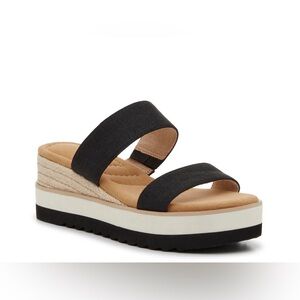Kelly & Katie Black and Tan Platform Sandals